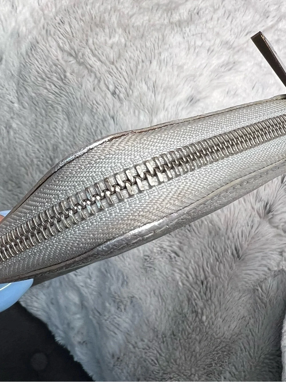 Louis Vuitton Silver Metallic Suhali Zip Wallet with Front Zip Pocket